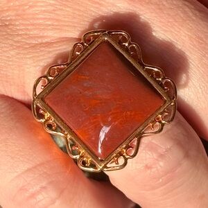 Mine Finds Jay King Red Moss Agate Ring - sz 9 - DTR Sterling Silver & Rose Gold